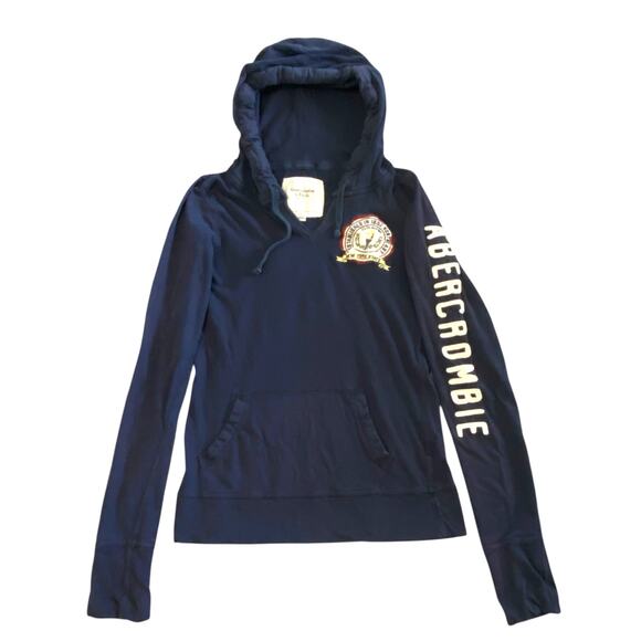 Abercrombie & Fitch Womens Pullover Hoodie Embroidered Logo spellout Y2K Small - Picture 1 of 8
